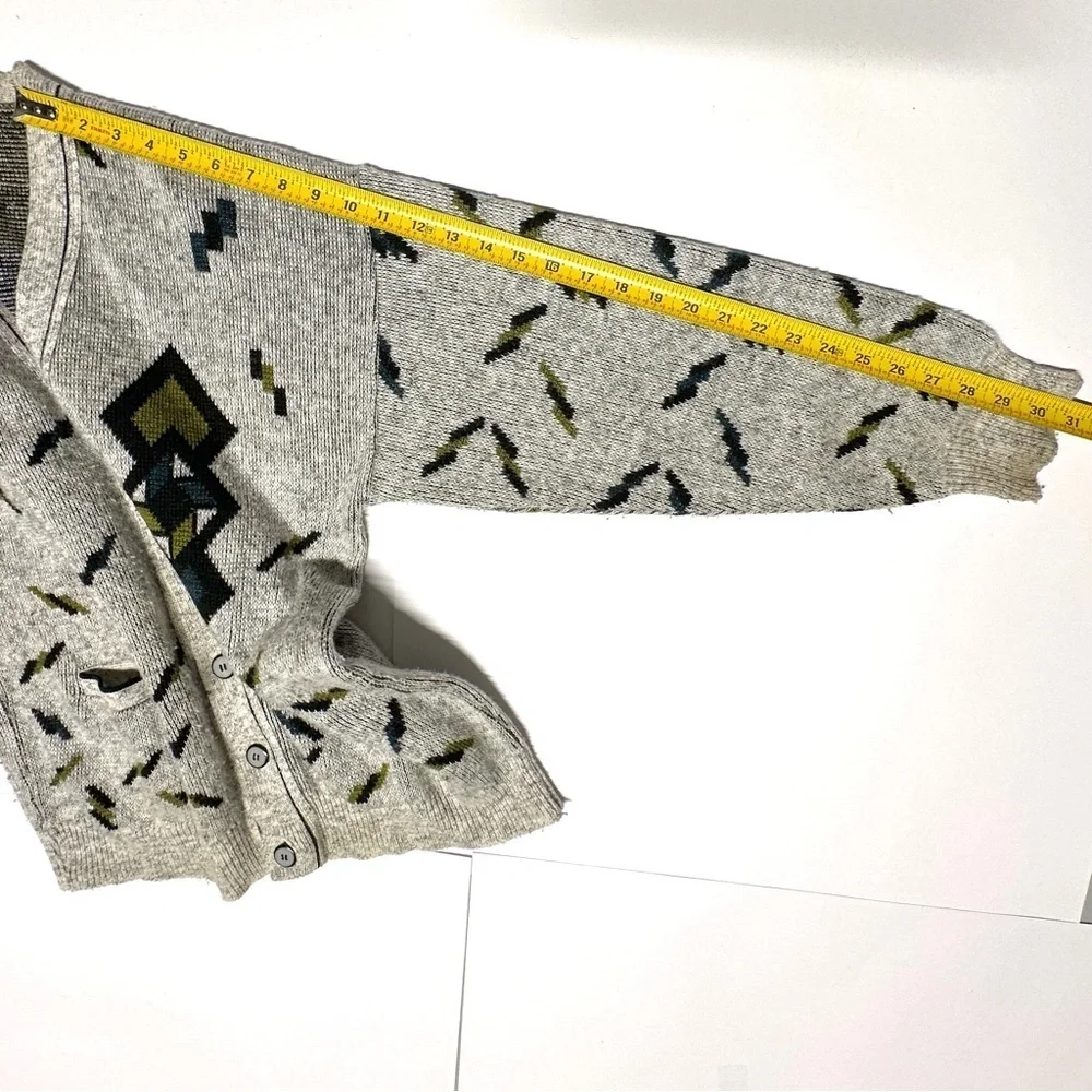 Vintage 90s Men’s Cardigan Sweater Geometric Abstract Gray XL*